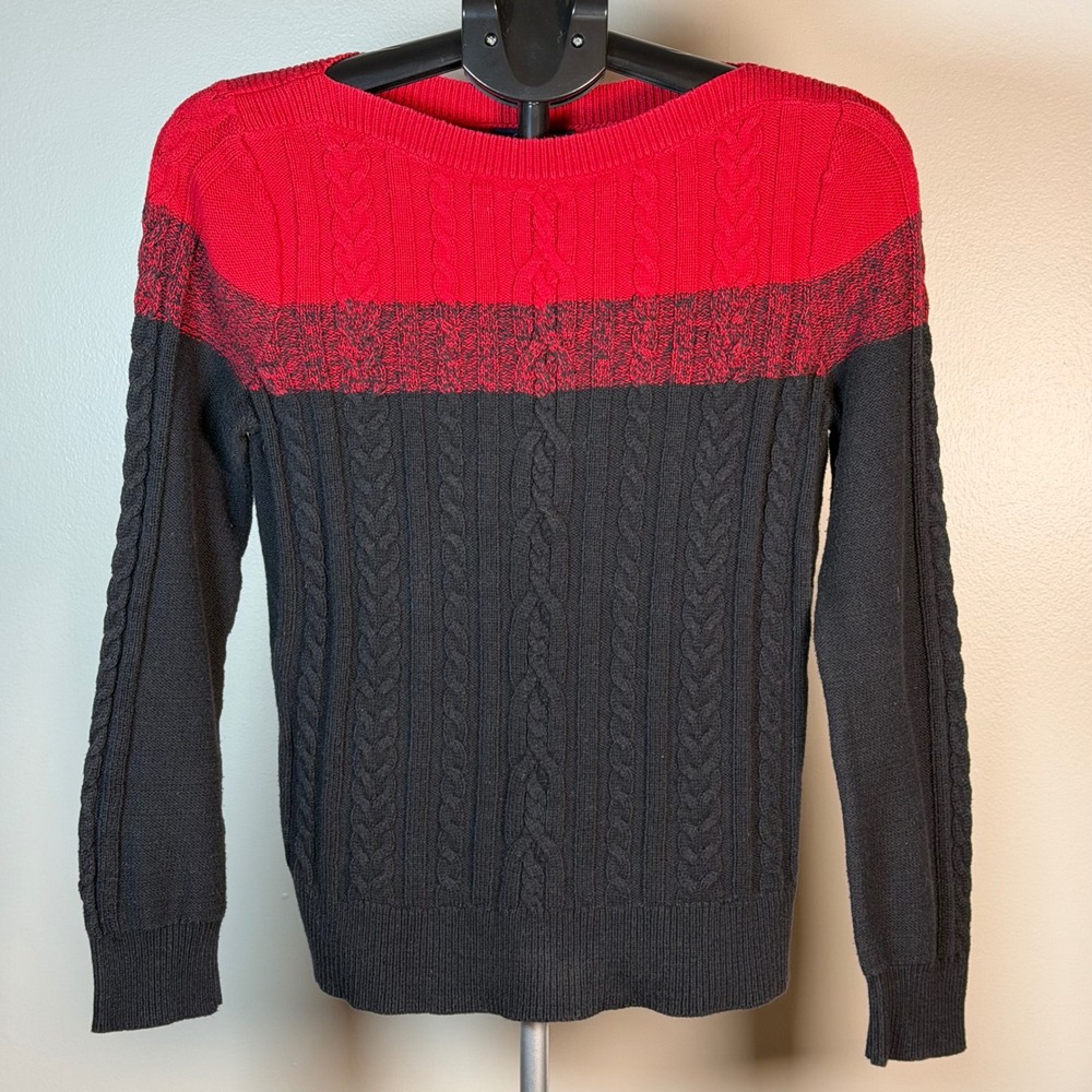 Chaps Womens Cable Knit Sweater Country Club Apres Ski Size L Fits Small